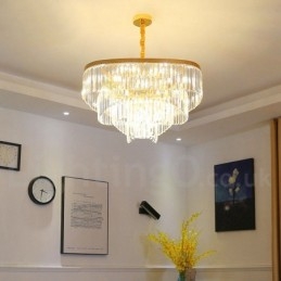 Lustre suspendu rond en cristal K9 doré postmoderne de luxe, salle d'exposition