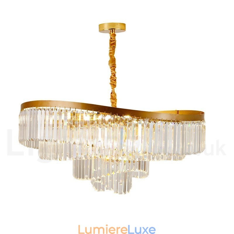 Lustre suspendu rond en cristal K9 doré postmoderne de luxe, salle d'exposition