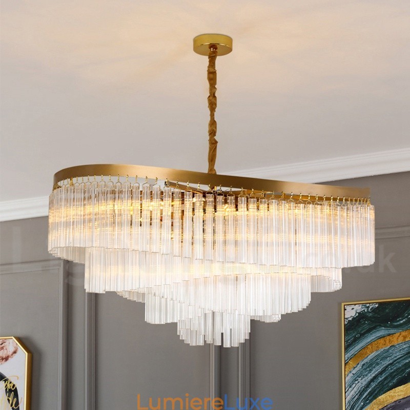 Lustre suspendu rond en cristal K9 doré postmoderne de luxe, salle d'exposition