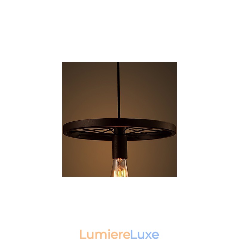 Suspension industrielle vintage à 1 lumière avec abat-jour en fer