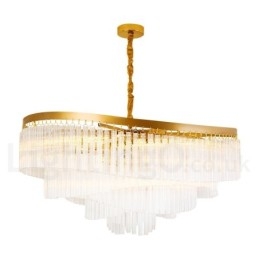 Lustre suspendu rond en cristal K9 doré postmoderne de luxe, salle d'exposition