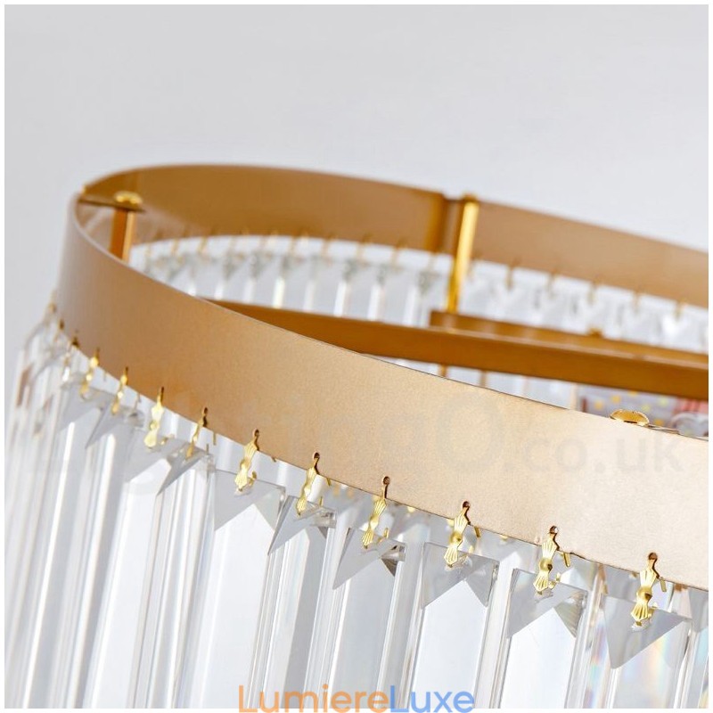 Lustre suspendu rond en cristal K9 doré postmoderne de luxe, salle d'exposition