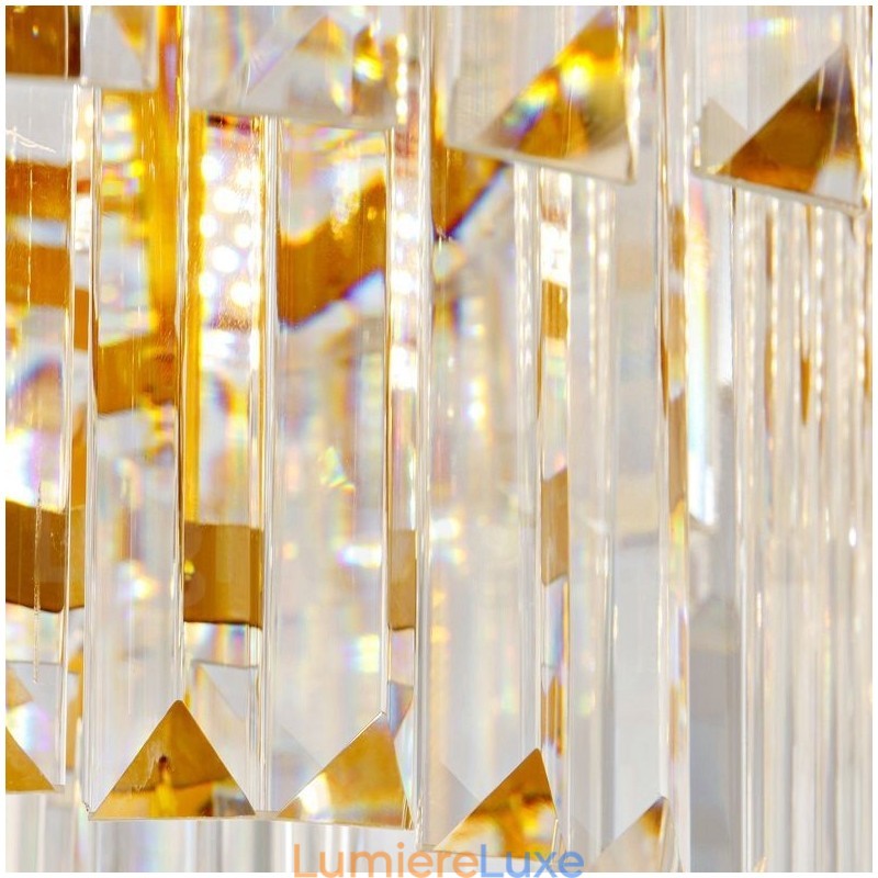 Lustre suspendu rond en cristal K9 doré postmoderne de luxe, salle d'exposition