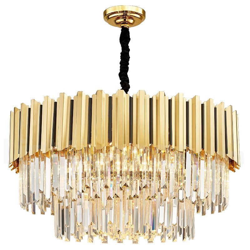 Cette année, hall d'exposition de lustre suspendu rond en cristal K9 doré postmoderne de luxe