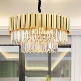 Cette année, hall d'exposition de lustre suspendu rond en cristal K9 doré postmoderne de luxe