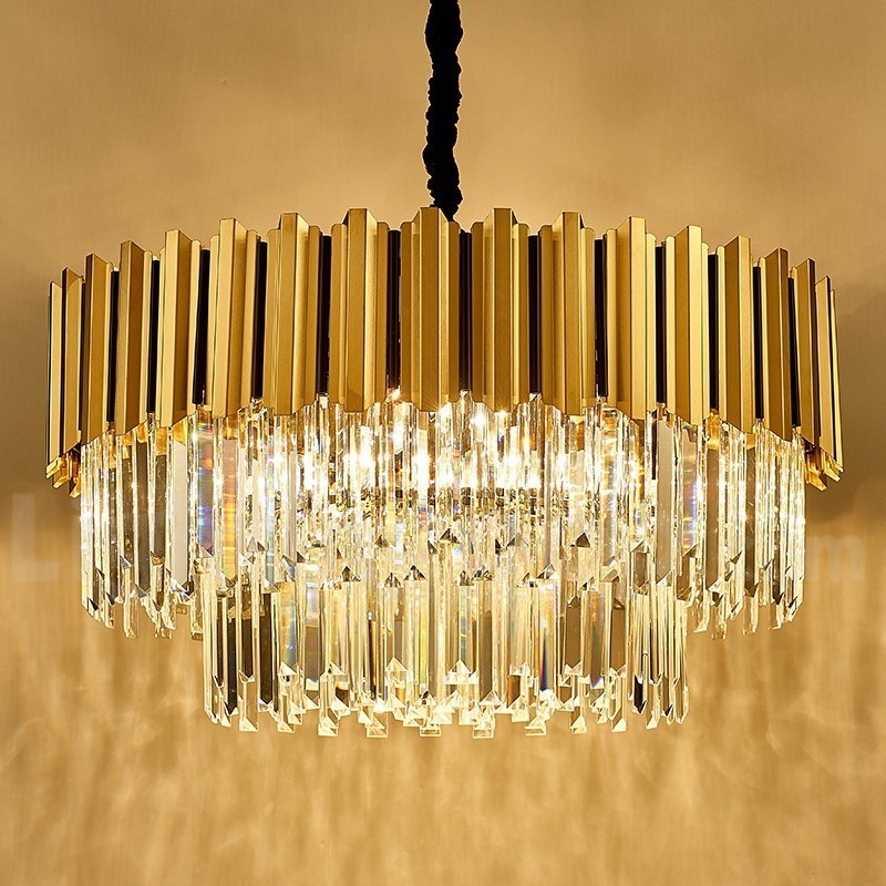 Cette année, hall d'exposition de lustre suspendu rond en cristal K9 doré postmoderne de luxe