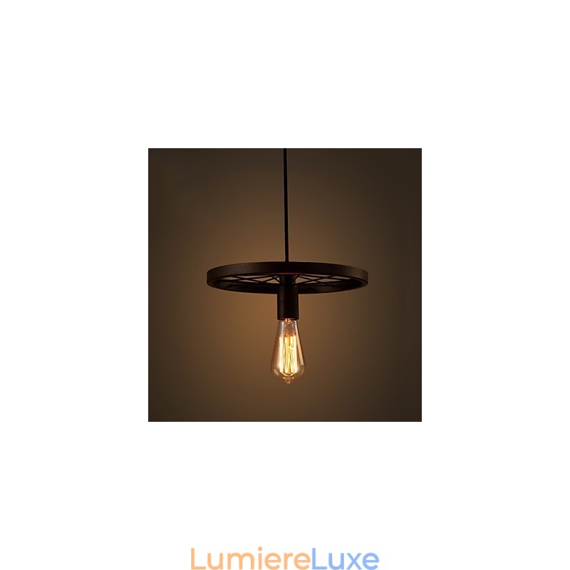 Suspension industrielle vintage à 1 lumière avec abat-jour en fer