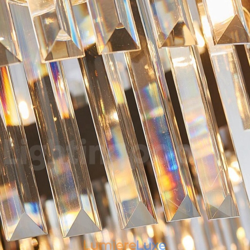Lustre suspendu rond en cristal K9 doré et noir de luxe, design moderne, idéal pour une salle d'exposition