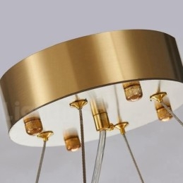 Lustre suspendu rond en cristal K9 doré et noir de luxe, design moderne, idéal pour une salle d'exposition