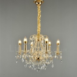 Lustre suspendu en cristal de style américain à 6 lumières, couleur or et argent, magasin de lumière