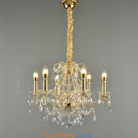 Lustre suspendu en cristal de style américain à 6 lumières, couleur or et argent, magasin de lumière Lustre suspendu en cristal de style américain à 6 lumières, couleur or et argent, magasin de lumière