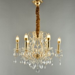 Lustre suspendu en cristal de style américain à 6 lumières, couleur or et argent, magasin de lumière