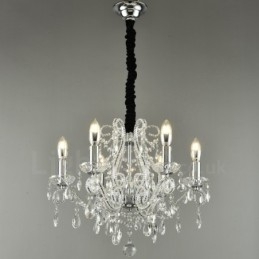 Lustre suspendu en cristal de style américain à 6 lumières, couleur or et argent, magasin de lumière
