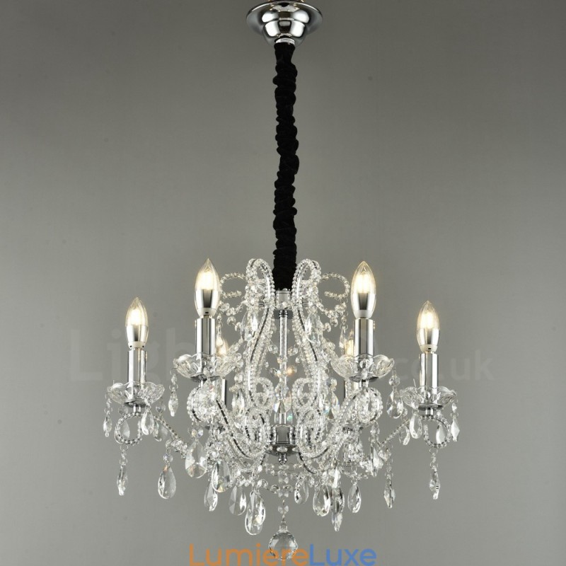 Lustre suspendu en cristal de style américain à 6 lumières, couleur or et argent, magasin de lumière