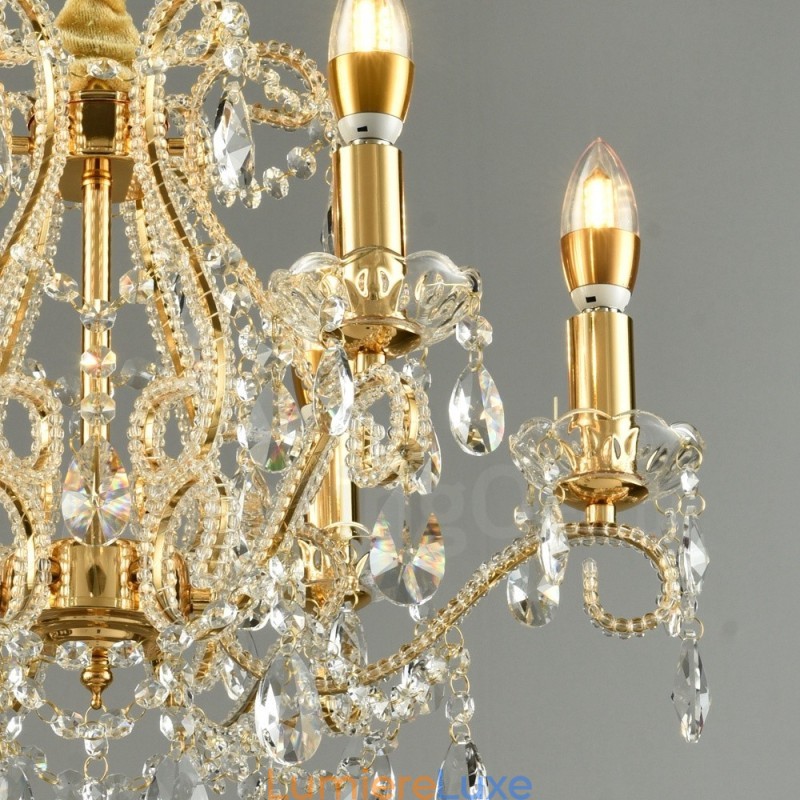 Lustre suspendu en cristal de style américain à 6 lumières, couleur or et argent, magasin de lumière