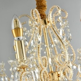 Lustre suspendu en cristal de style américain à 6 lumières, couleur or et argent, magasin de lumière