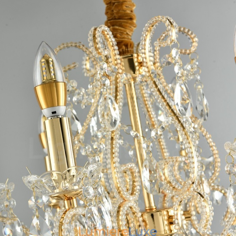 Lustre suspendu en cristal de style américain à 6 lumières, couleur or et argent, magasin de lumière