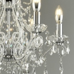 Lustre suspendu en cristal de style américain à 6 lumières, couleur or et argent, magasin de lumière