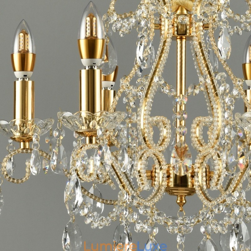 Lustre suspendu en cristal de style américain à 6 lumières, couleur or et argent, magasin de lumière