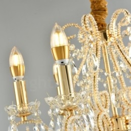 Lustre suspendu en cristal de style américain à 6 lumières, couleur or et argent, magasin de lumière