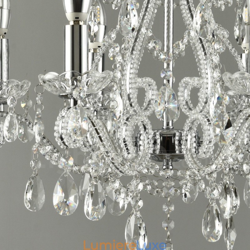 Lustre suspendu en cristal de style américain à 6 lumières, couleur or et argent, magasin de lumière