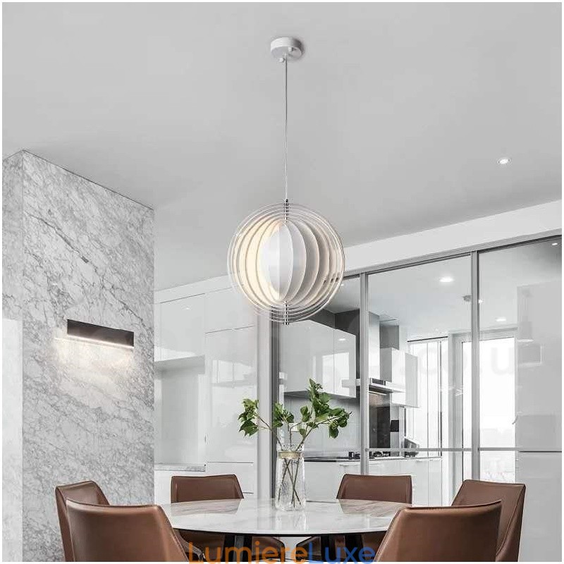 Suspension Globe blanche rotative postmoderne DIY