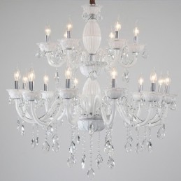 Lustre élégant à 18 (12+6) bougies blanches avec cristal