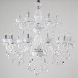 Lustre élégant à 18 (12+6) bougies blanches avec cristal