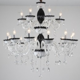 Lustre élégant à 18 (12+6) bougies noires avec cristal