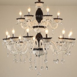 Lustre élégant à 18 (12+6) bougies noires avec cristal