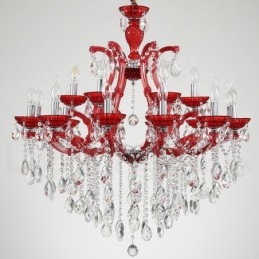 Lustre luxueux en cristal multicolore à 18 (12+6) lumières avec cristal transparent