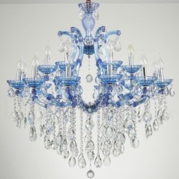 Lustre luxueux en cristal multicolore à 18 (12+6) lumières avec cristal transparent