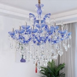 Lustre luxueux en cristal multicolore à 18 (12+6) lumières avec cristal transparent