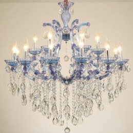 Lustre luxueux en cristal multicolore à 18 (12+6) lumières avec cristal transparent