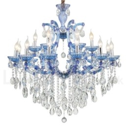 Lustre luxueux en cristal multicolore à 18 (12+6) lumières avec cristal transparent