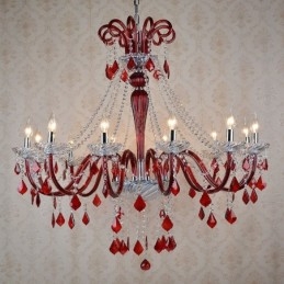 Lustre bougie en cristal rouge