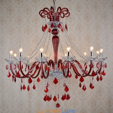 Lustre bougie en cristal rouge Lustre bougie en cristal rouge