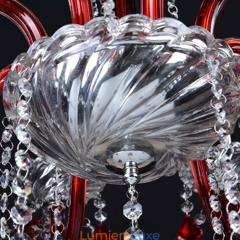 Lustre bougie en cristal rouge