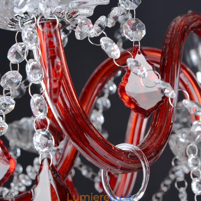Lustre bougie en cristal rouge