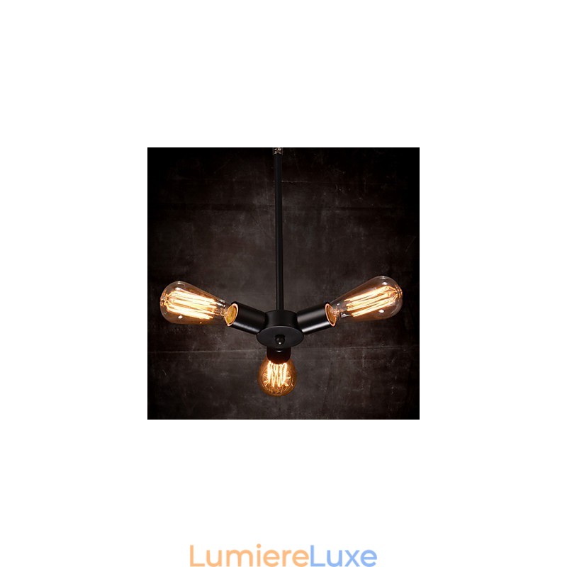 Suspension 3 lumières style campagnard en fer forgé