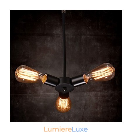 Suspension 3 lumières style campagnard en fer forgé