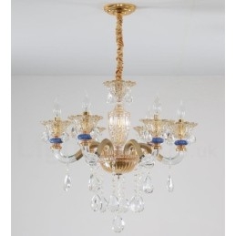 Lustre moderne contemporain à 6 lumières avec bougies champagne et cristal