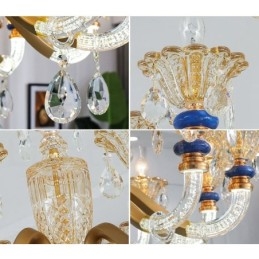 Lustre moderne contemporain à 6 lumières avec bougies champagne et cristal
