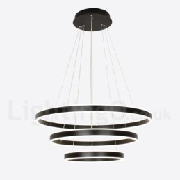 Suspension moderne et contemporaine, 3 anneaux et deux bandes, Wi-Fi intelligent et à intensité variable, avec abat-jour en acrylique