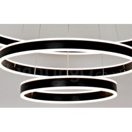 Suspension moderne et contemporaine, 3 anneaux et deux bandes, Wi-Fi intelligent et à intensité variable, avec abat-jour en acrylique