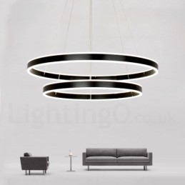 Suspension moderne et contemporaine, 3 anneaux et deux bandes, Wi-Fi intelligent et à intensité variable, avec abat-jour en acrylique