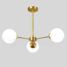 Lustre à 3 lampes en laiton pur, style haricot d'Europe du Nord, suspension moderne en métal moléculaire