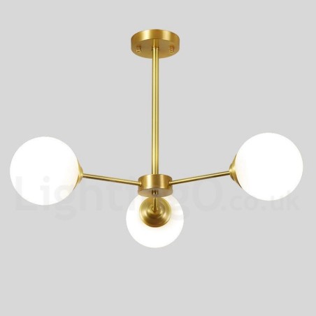 Lustre à 3 lampes en laiton pur, style haricot d'Europe du Nord, suspension moderne en métal moléculaire Lustre à 3 lampes en laiton pur, style haricot d'Europe du Nord, suspension moderne en métal moléculaire