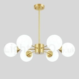 Lustre à 6 lampes en laiton pur, style haricot d'Europe du Nord, suspension moderne en métal moléculaire