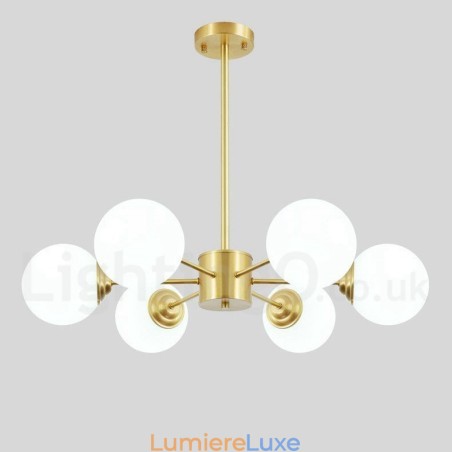Lustre à 6 lampes en laiton pur, style haricot d'Europe du Nord, suspension moderne en métal moléculaire Lustre à 6 lampes en laiton pur, style haricot d'Europe du Nord, suspension moderne en métal moléculaire